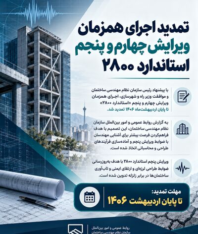 تمدید اجرای همزمان ویرایش چهارم و پنجم استاندارد ۲۸۰۰
